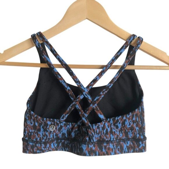 Lululemon Energy Bra *Medium Support Size 4 B–D Cups Leopard Camo Blue Nile - Picture 4 of 6